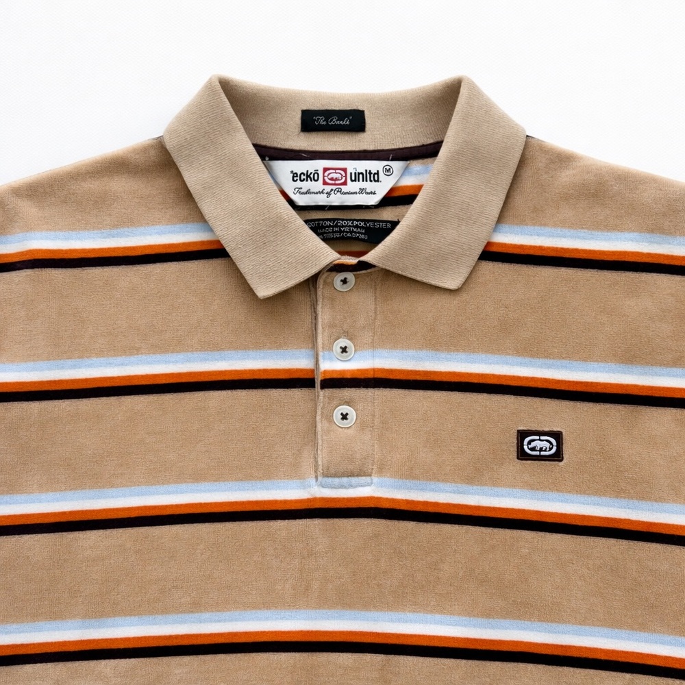 Ecko Unlimited Valore Men's Tan and Orange Striped Sweater